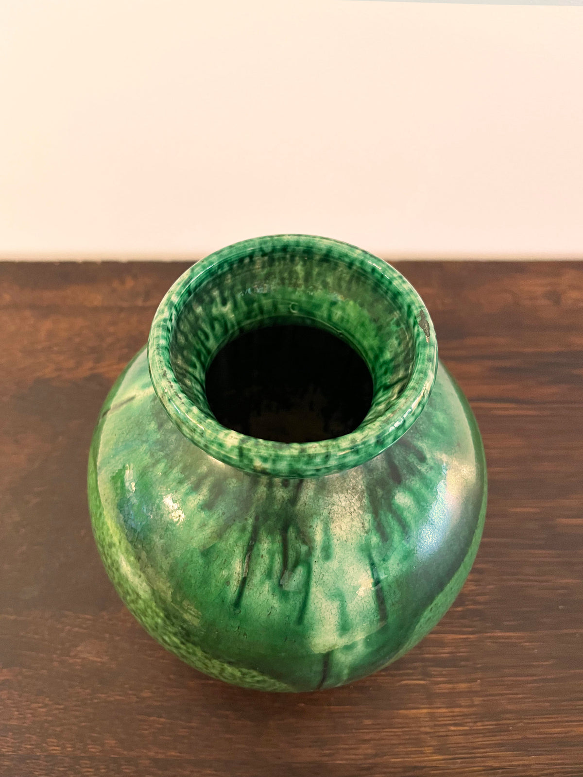 Round glazed ceramic vase
