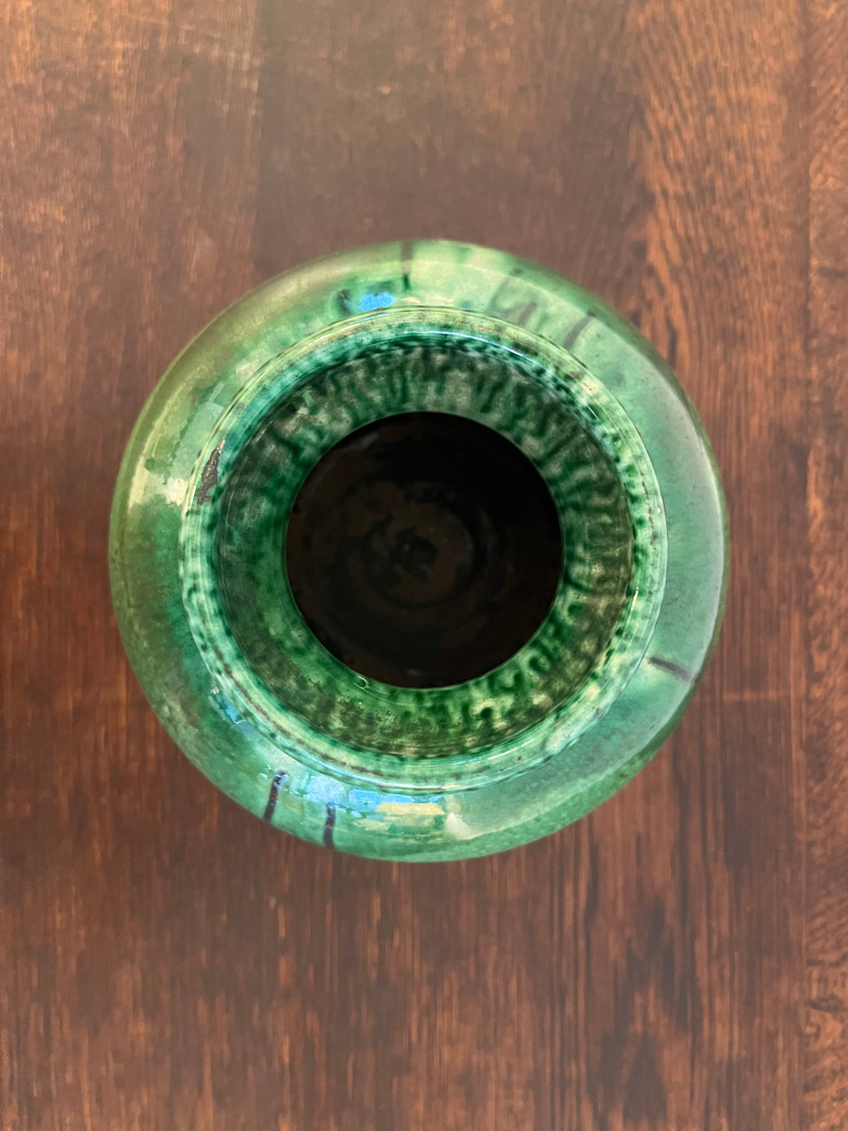 Round glazed ceramic vase