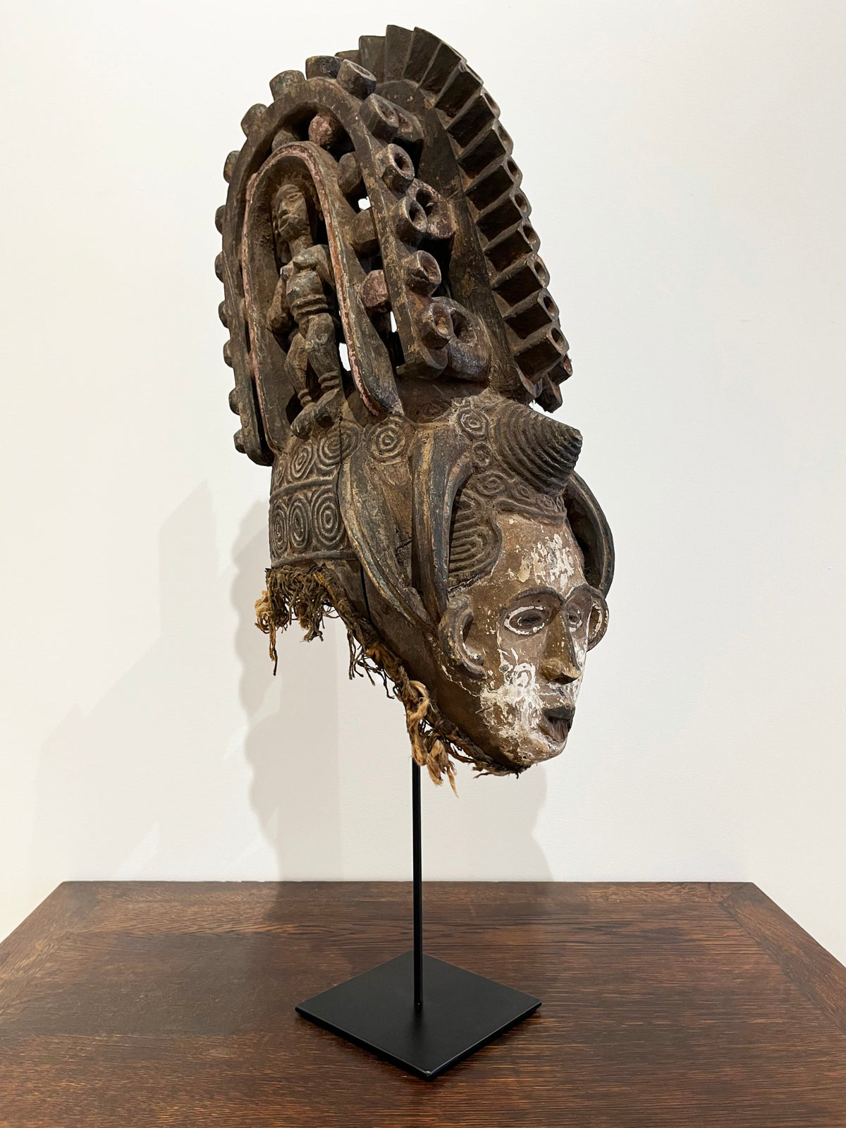 Carved wooden helmet tribal mask