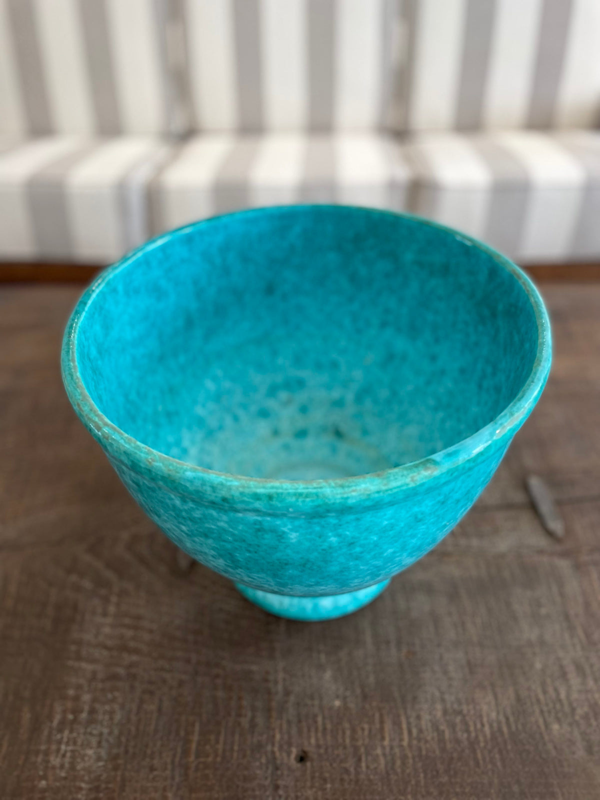 Large turquoise blue glazed ceramic bowl