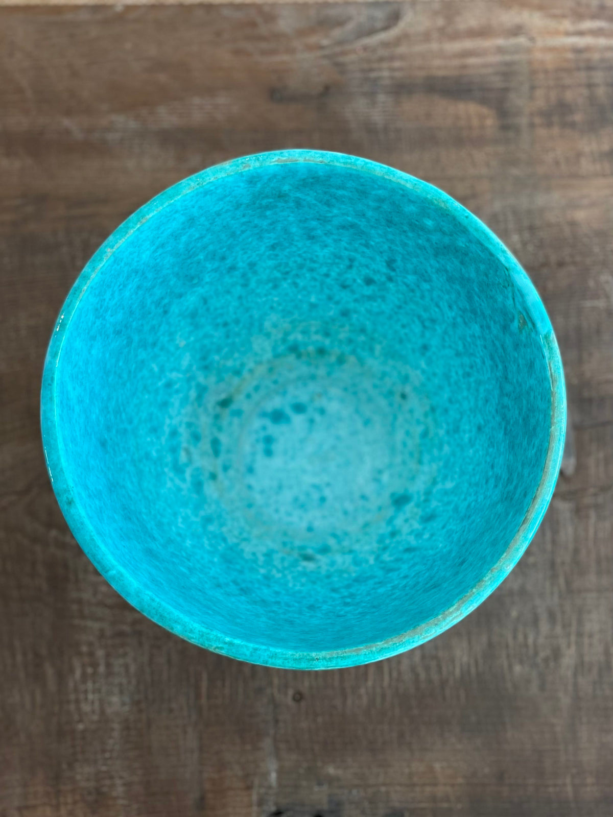 Large turquoise blue glazed ceramic bowl