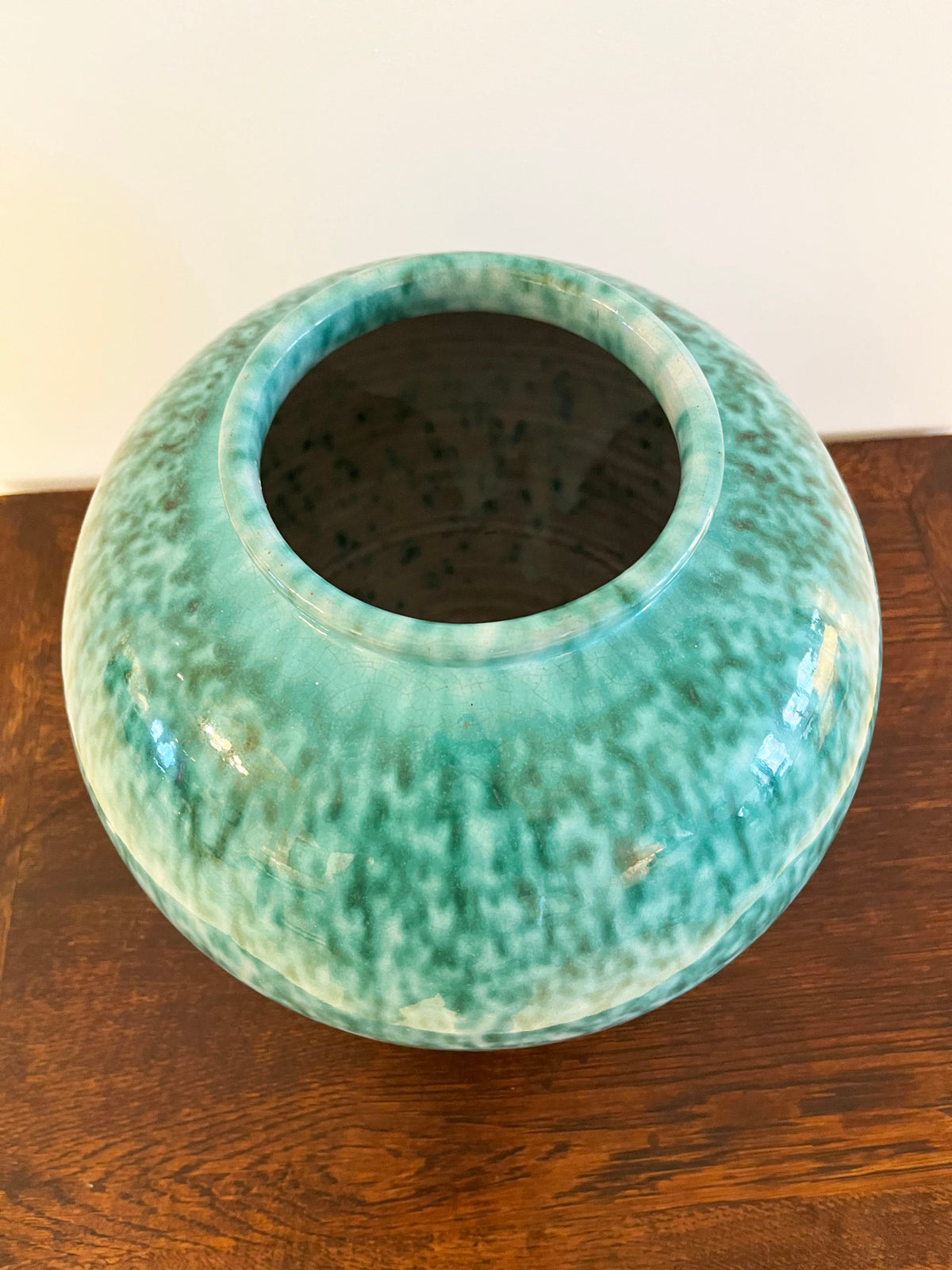 Large turquoise ceramic vase