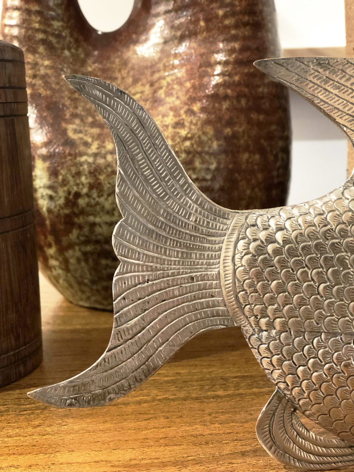 Boîte en argent sculpté en forme de poisson