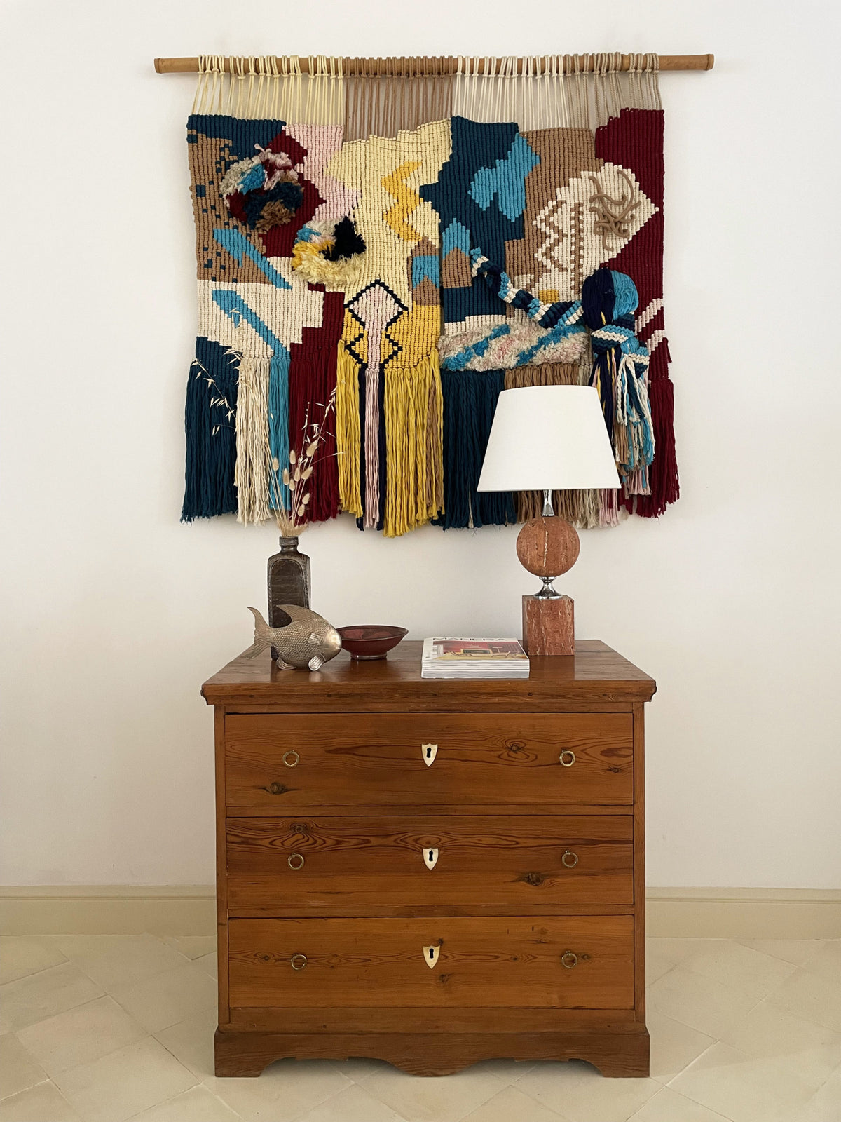 Tapisserie murale polychrome en coton