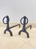 Pair of wrought iron fire dogs