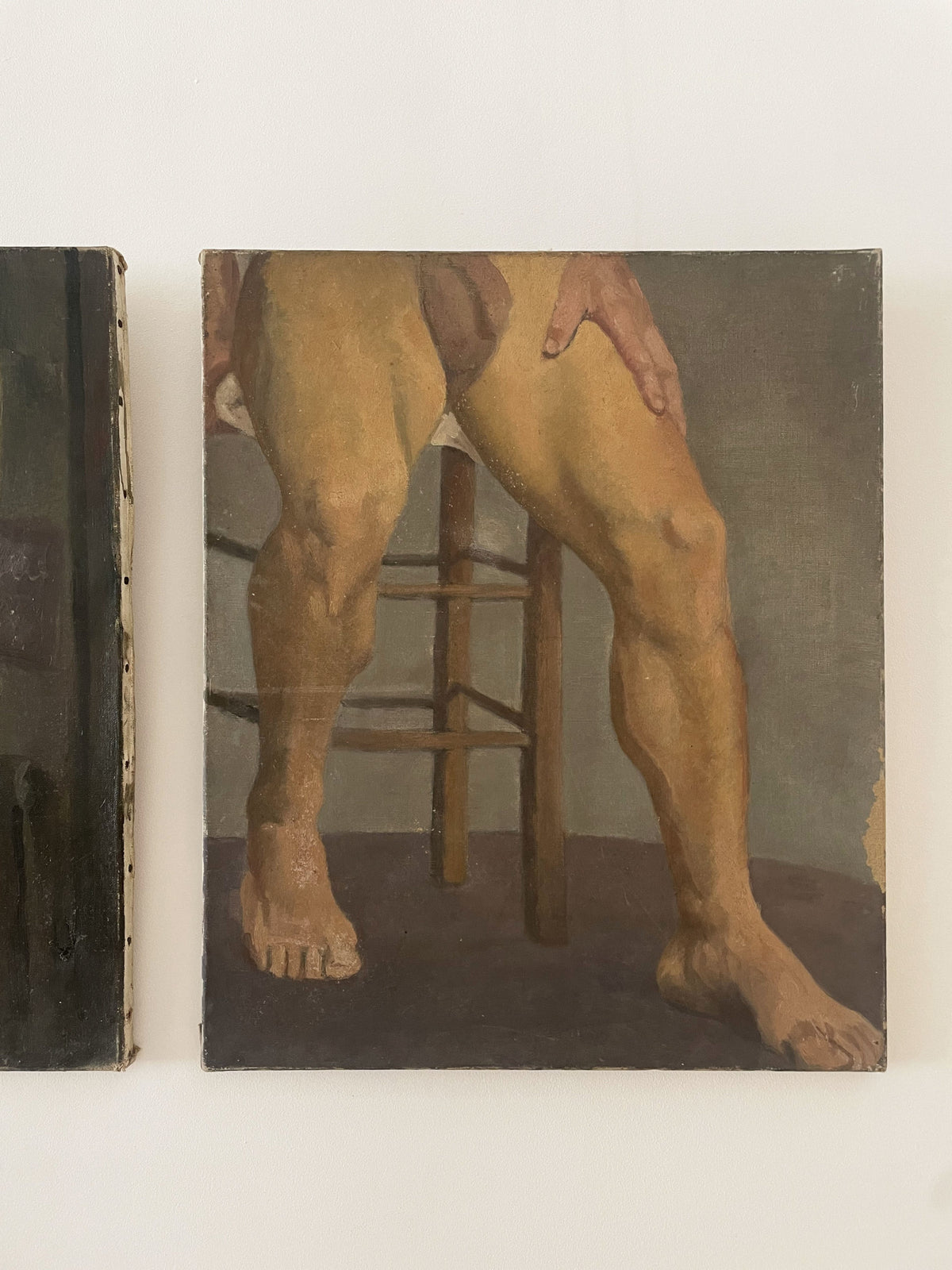 Dyptique d’une étude d’un homme nu assis sur un tabouret