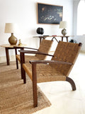 Paire de fauteuils en hêtre et sisal