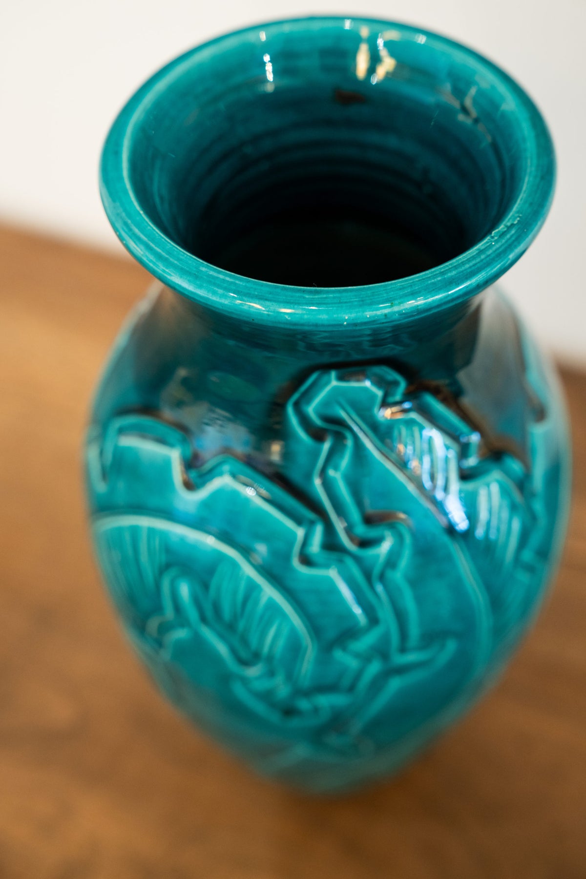 Vase bleu turquoise en céramique émaillée