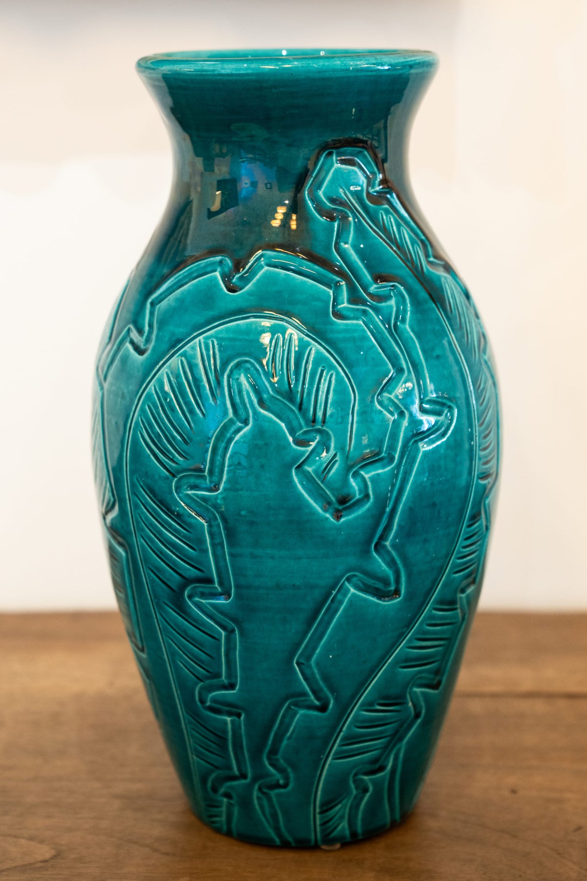 Vase bleu turquoise en céramique émaillée