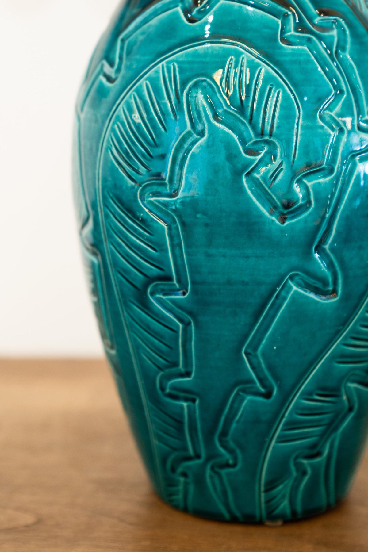 Vase bleu turquoise en céramique émaillée