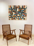 Pareja de sillones de haya de lamas finas