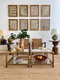 Paire de tables d’appoint en laiton et verre
