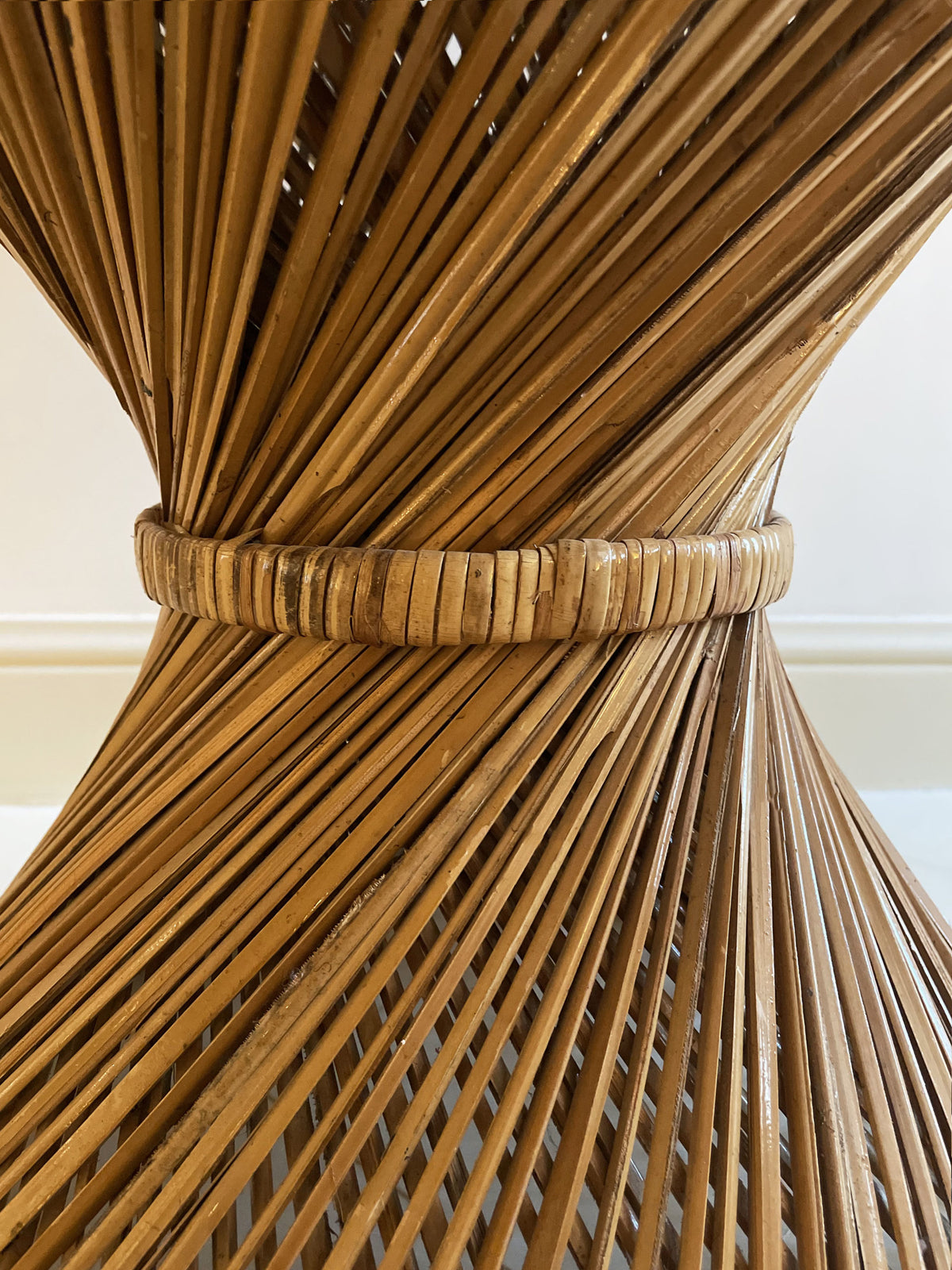 Woven rattan side table with cristal top