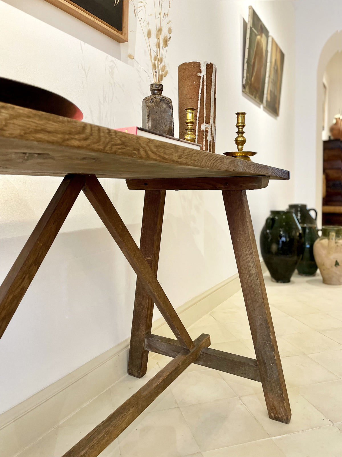Mesa consola de roble macizo