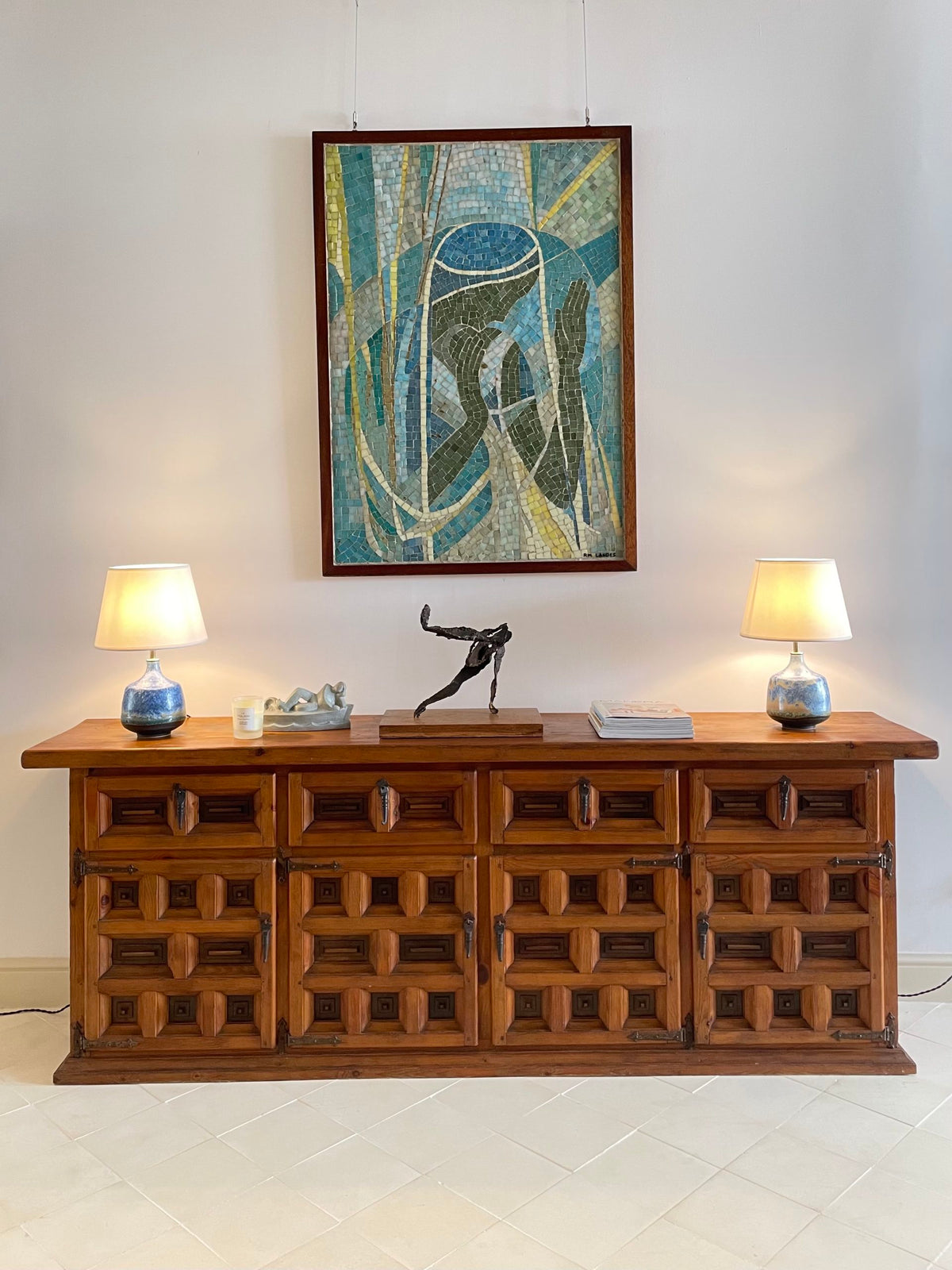 Enfilade en pin et fer forgé