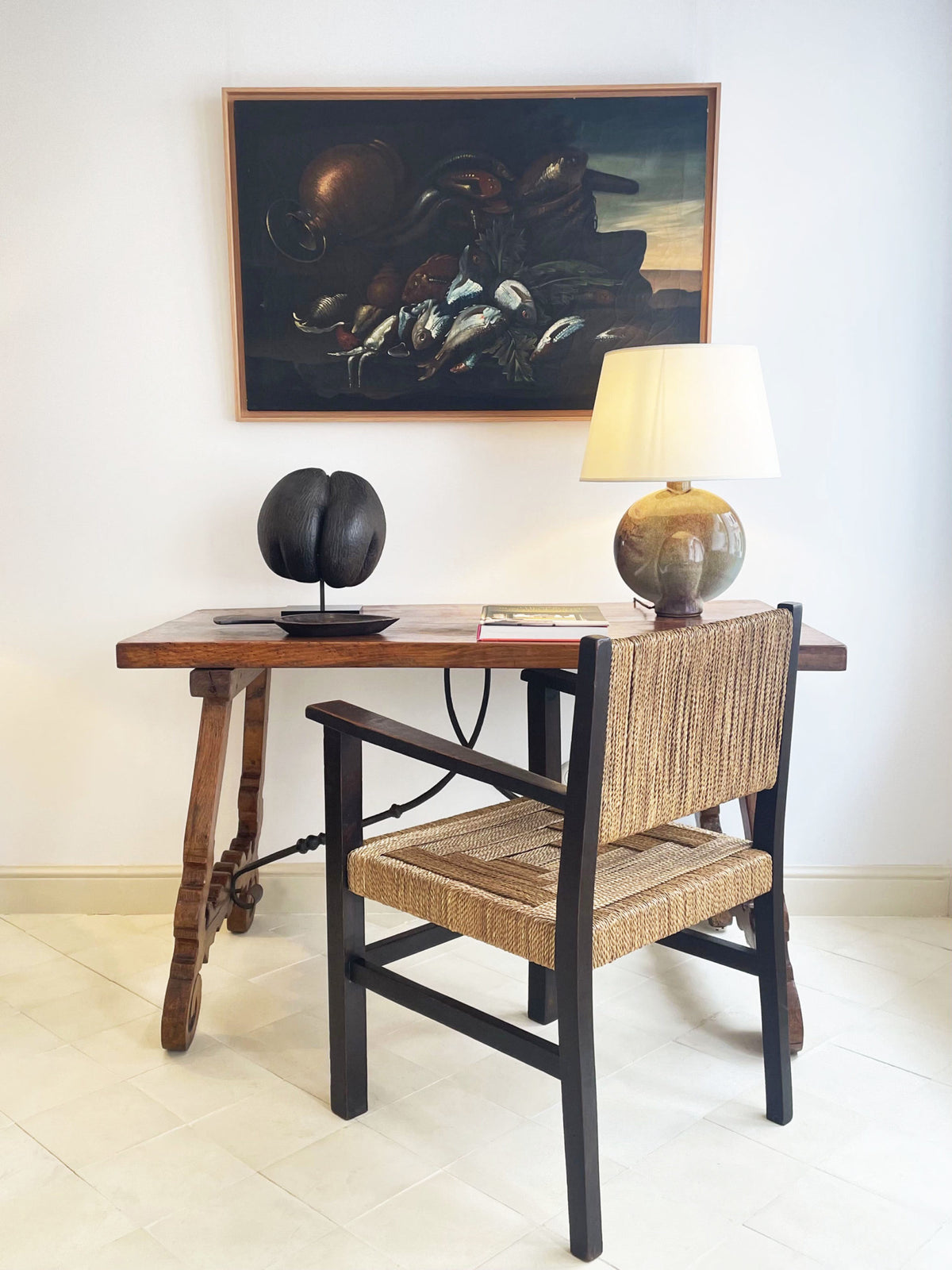 Fauteuil en chêne et corde