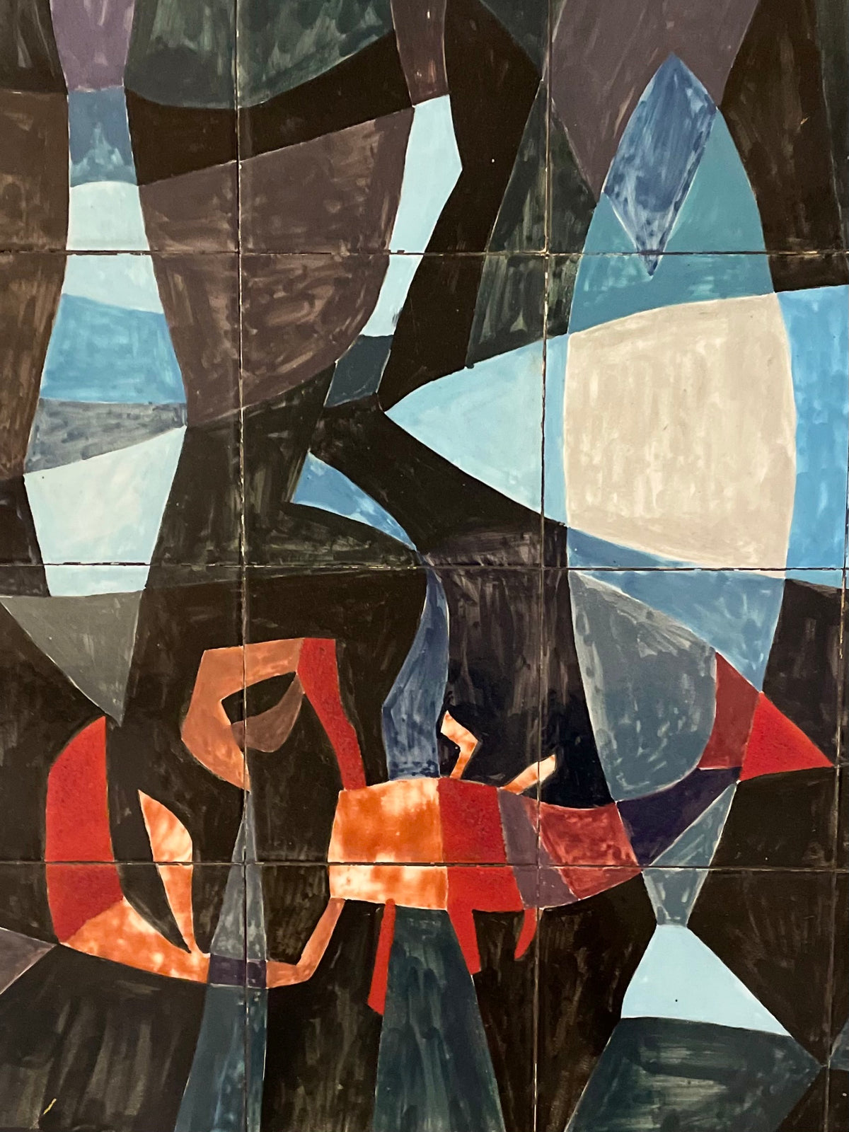 Table basse au dessus de céramique polychrome
