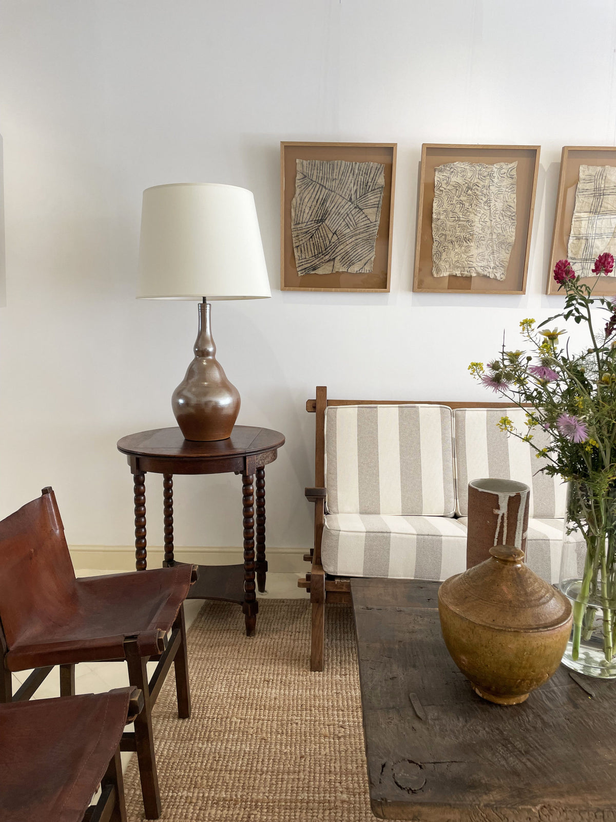 Grande lampe en grès verni