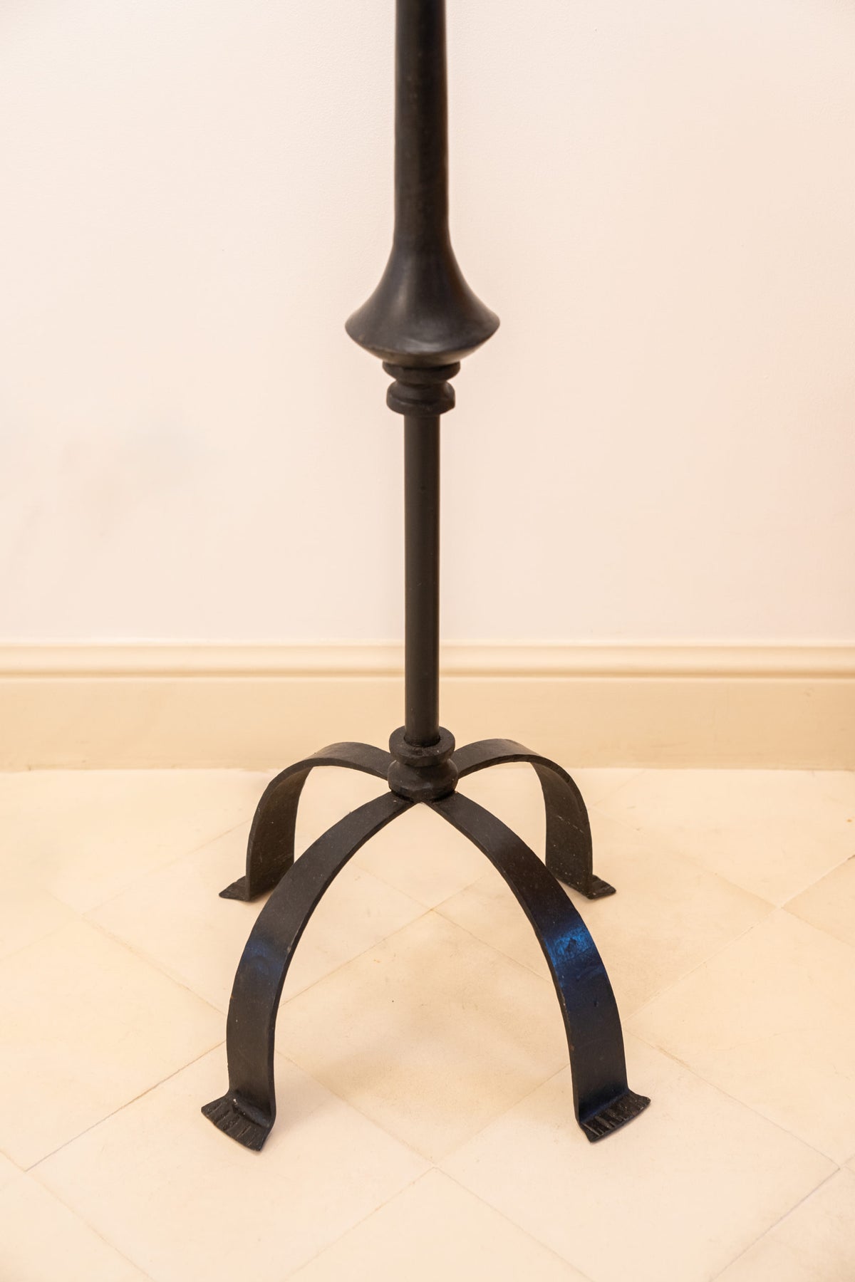 Black wrought iron floor lamp