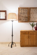 Black wrought iron floor lamp