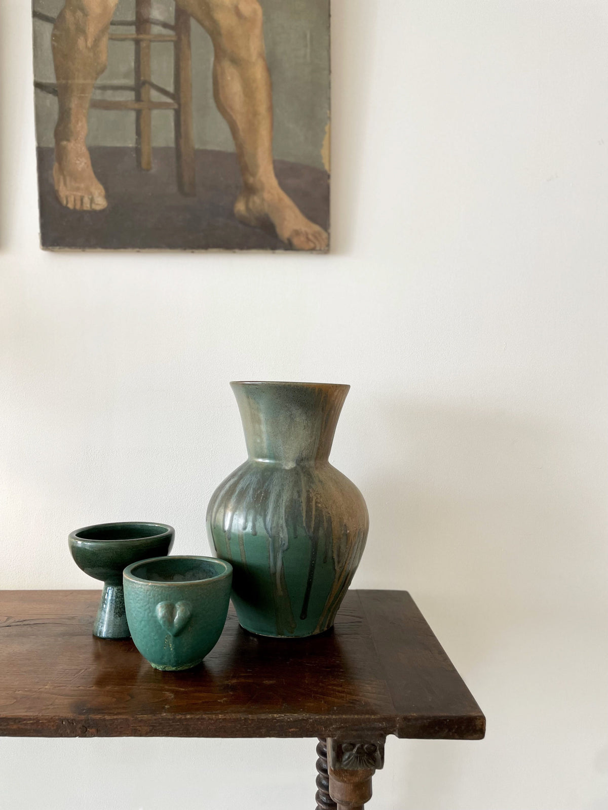 Glazed green ceramic cup