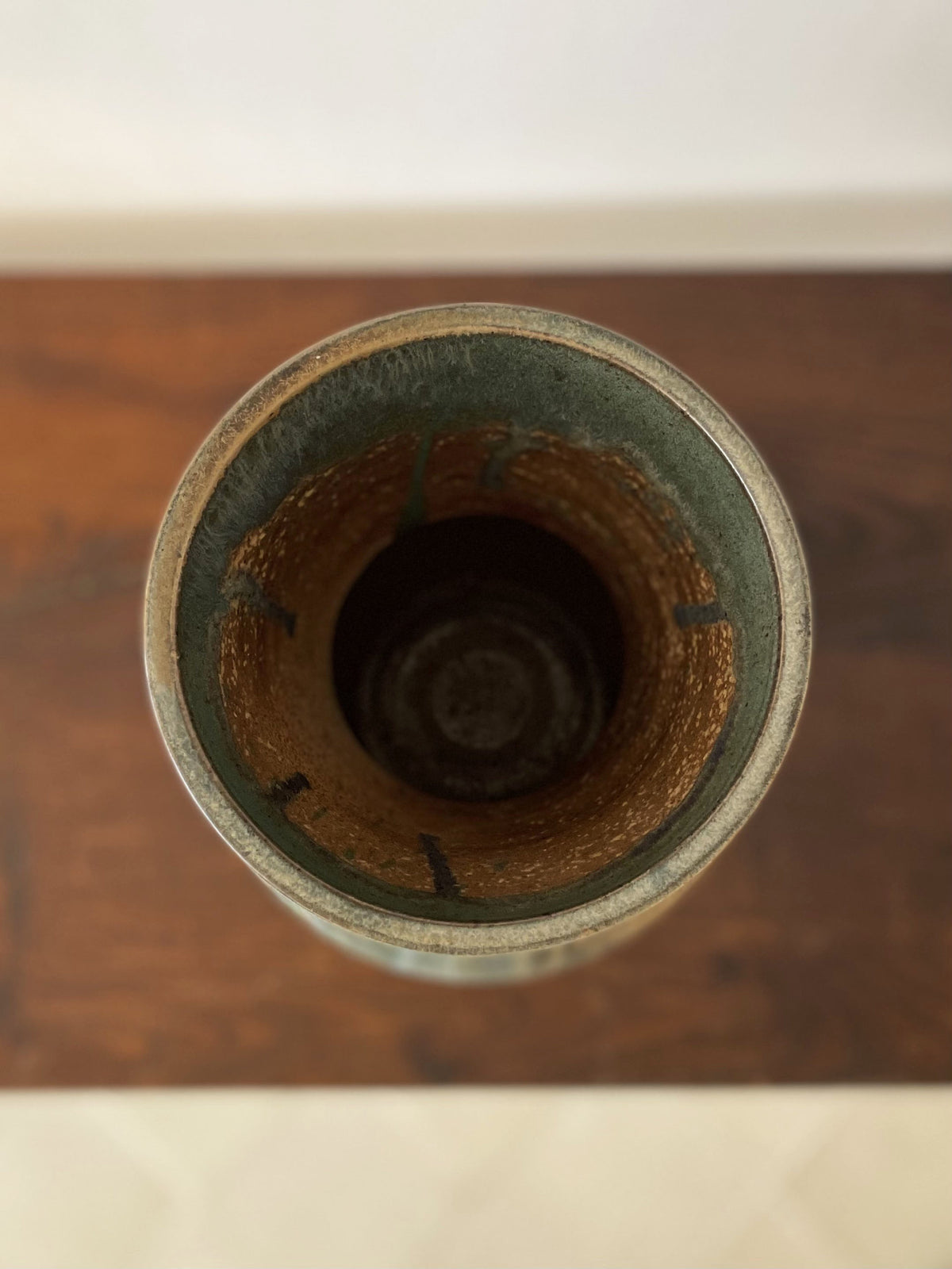 Large green ceramic vase