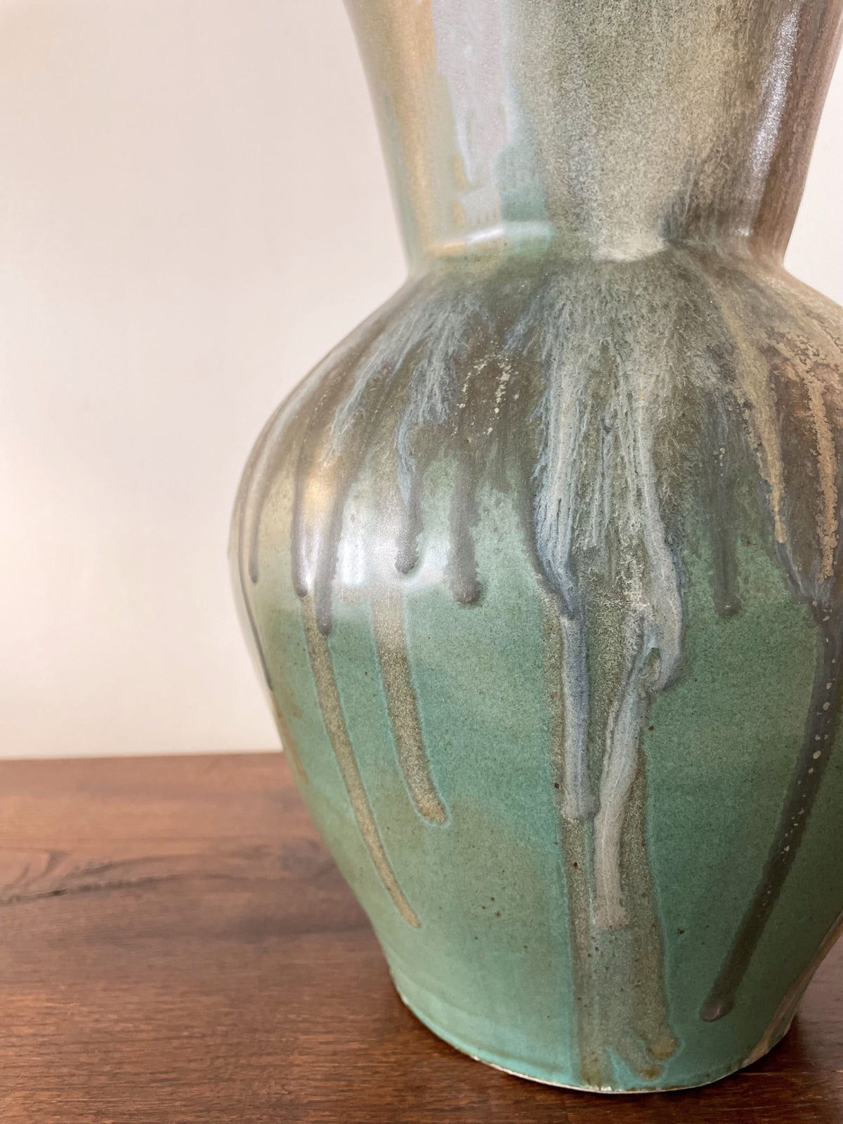 Large green ceramic vase