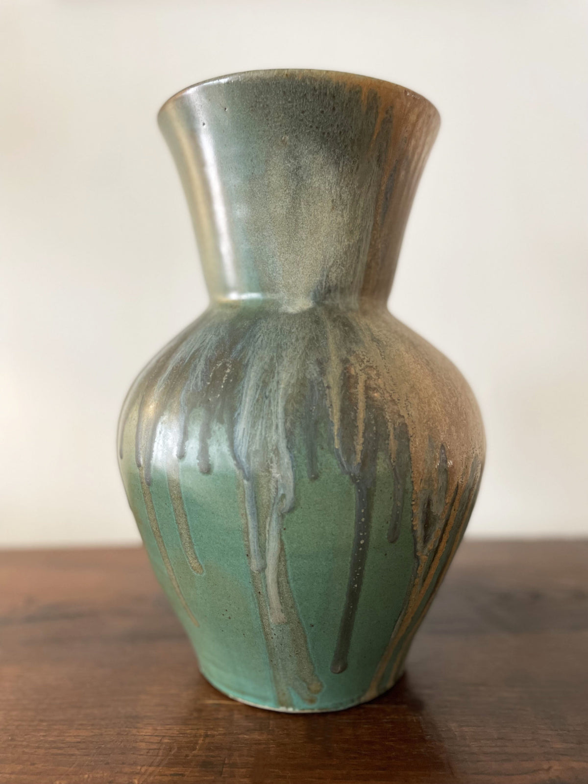 Large green ceramic vase