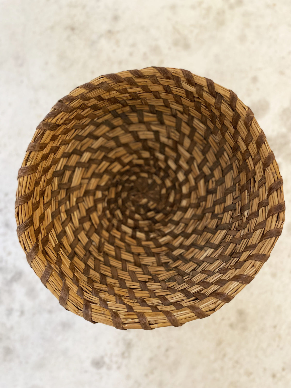 Pair of woven straw bowls