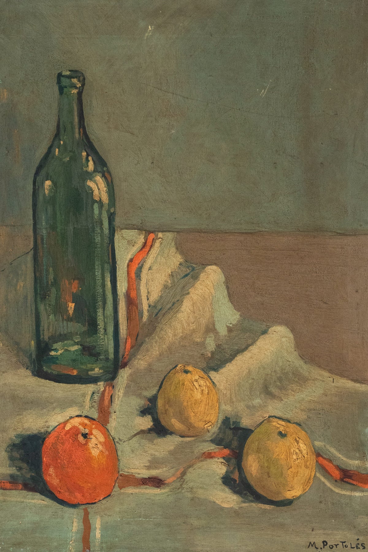 Nature morte à la bouteille et aux agrumes