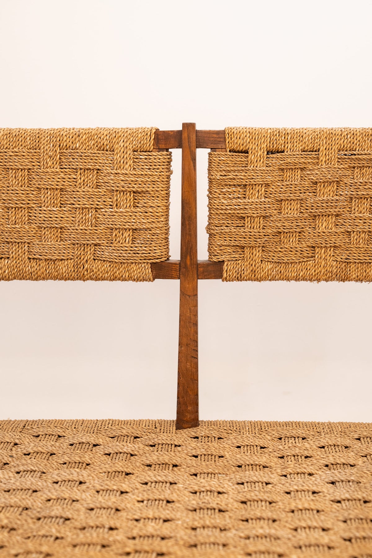 Two seater oak and sisal bench