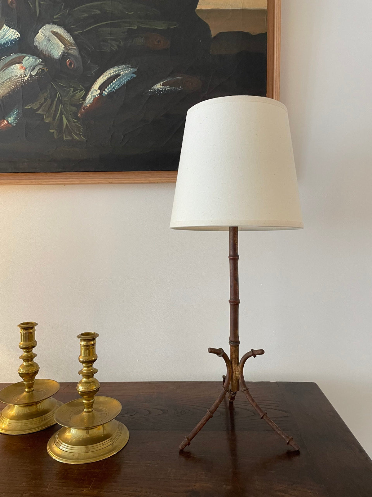 Petite lampe à poser en fer forgé