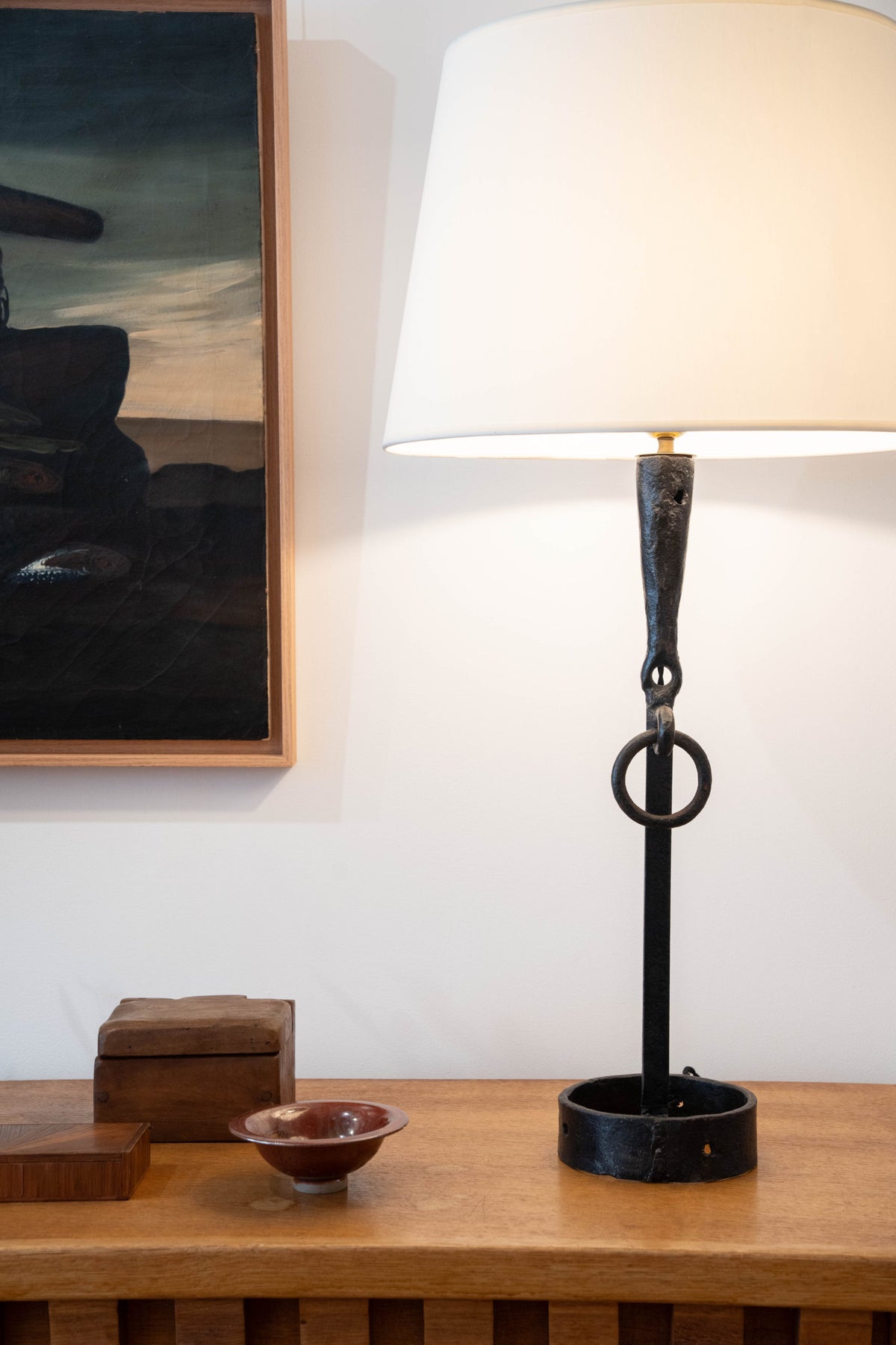 Tall wrought iron table lamp