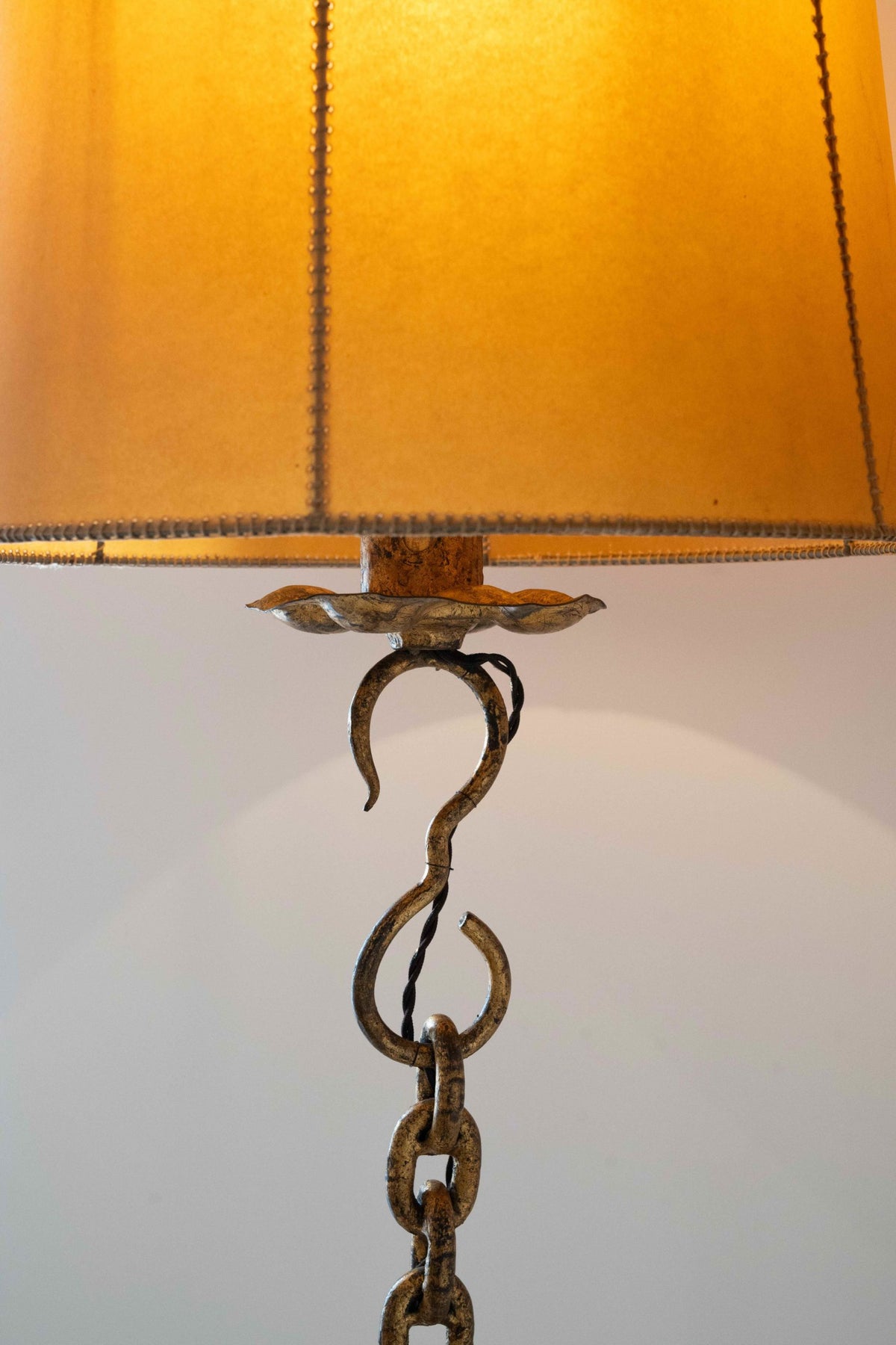 Gilded wrought iron floor lamp