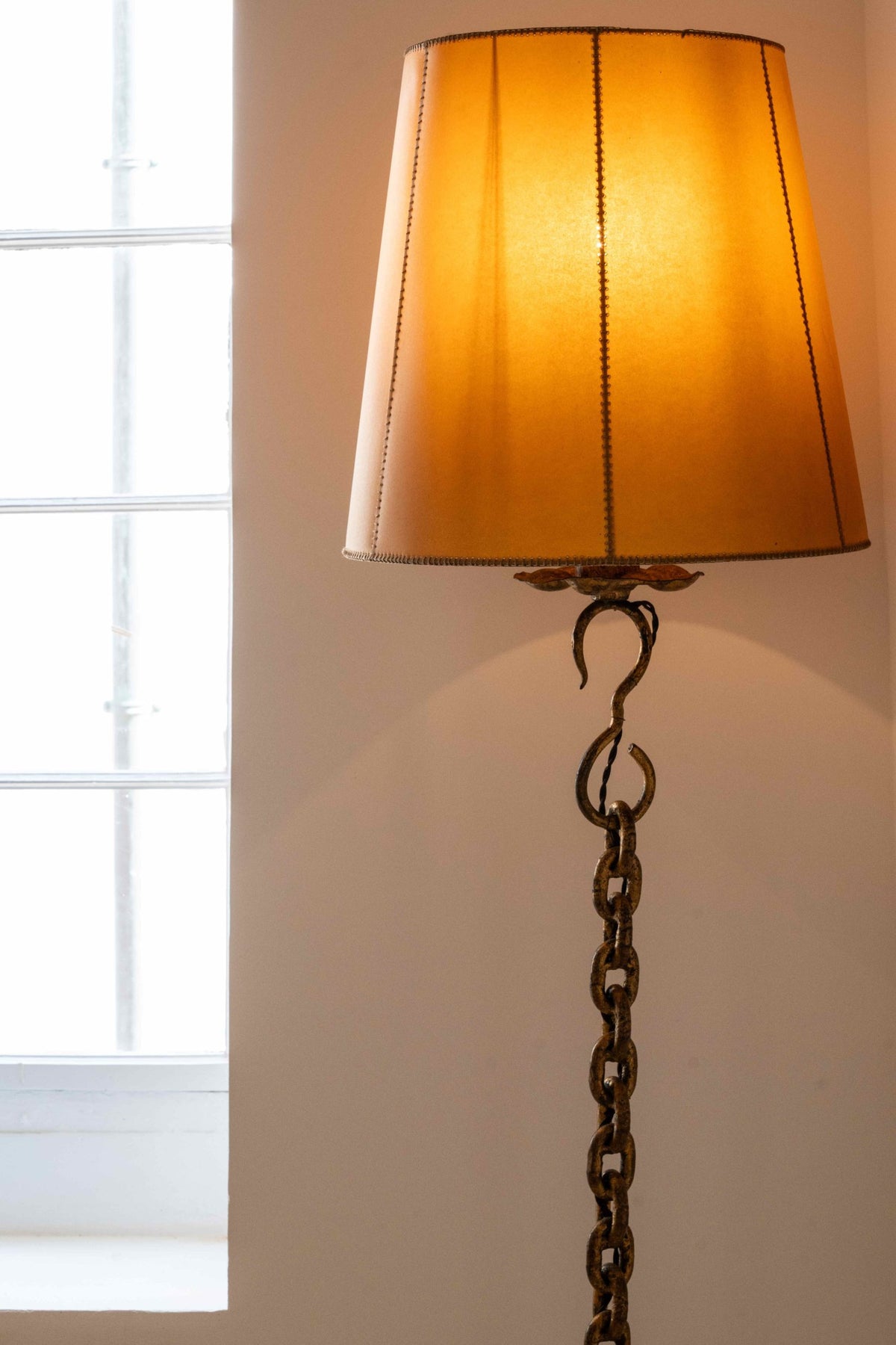 Gilded wrought iron floor lamp