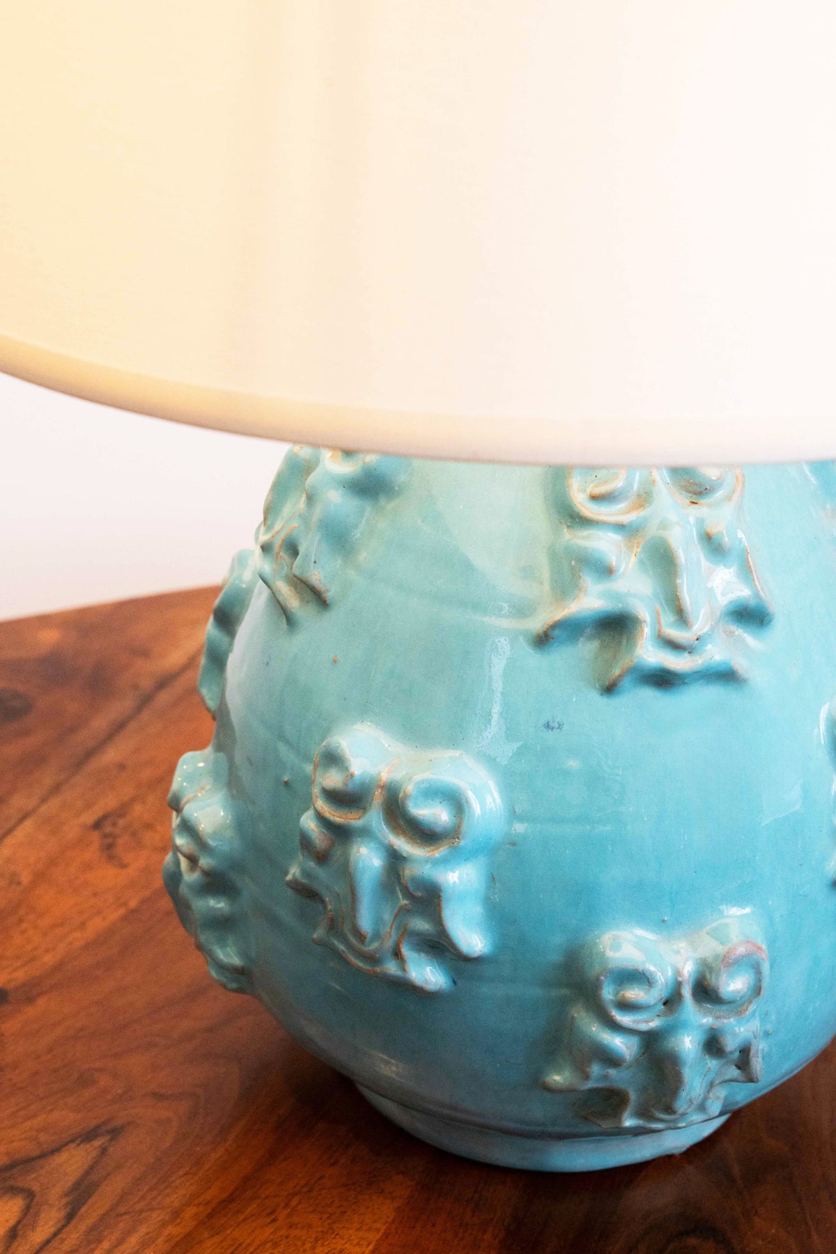 Turquoise blue glazed ceramic lamp