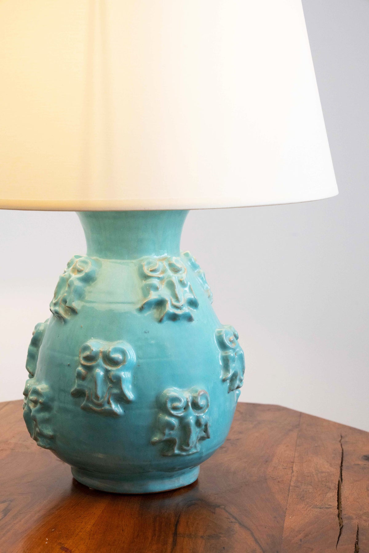 Turquoise blue glazed ceramic lamp