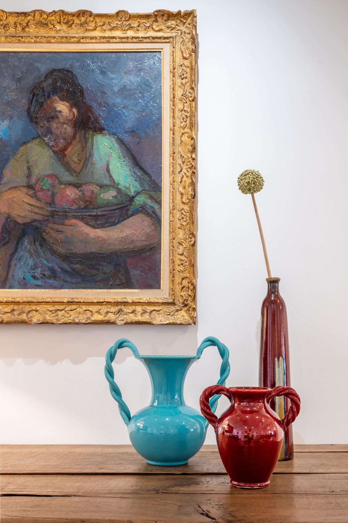 Vase couleur sang de boeuf à deux anses