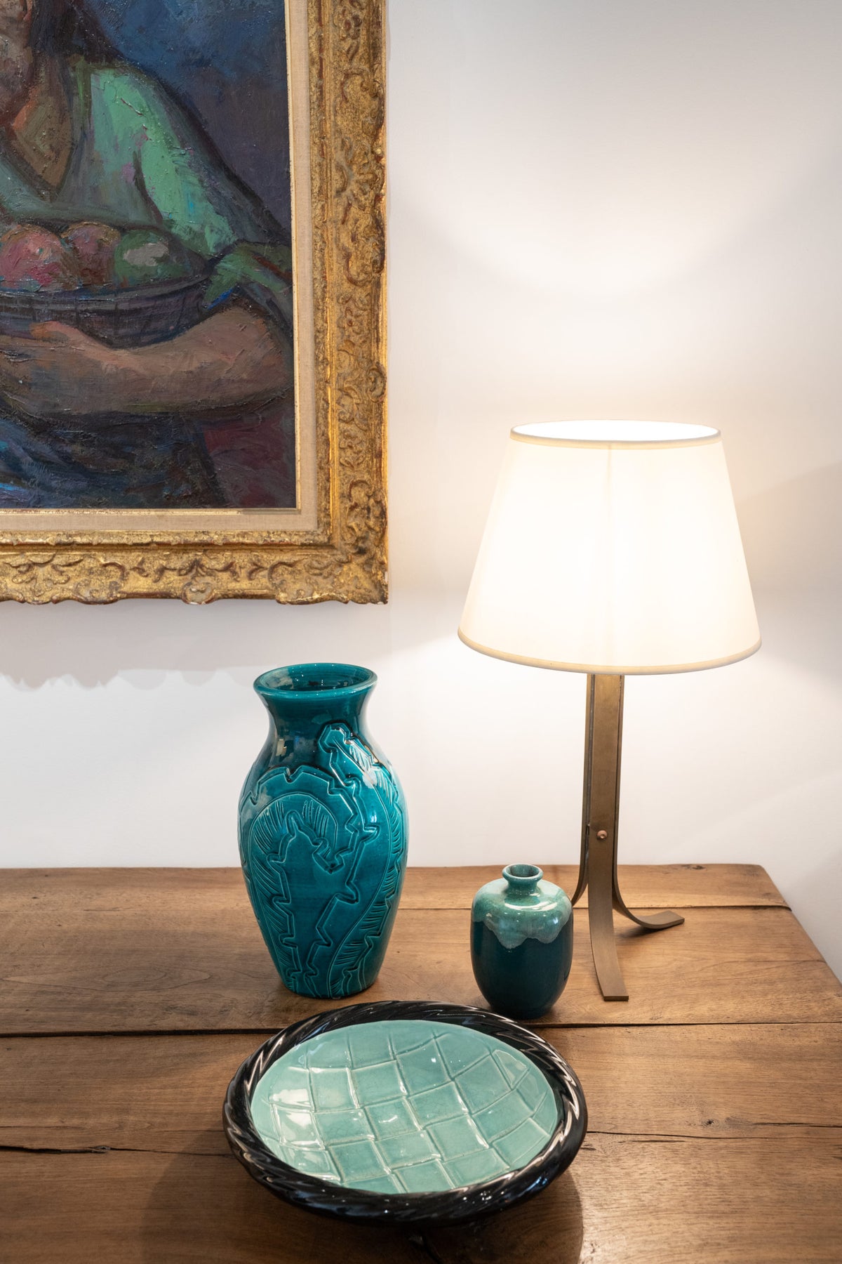 Vase bleu turquoise en céramique émaillée
