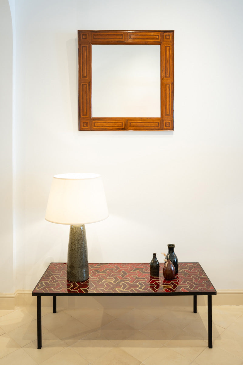 Table basse en fer forgé et céramique émaillée