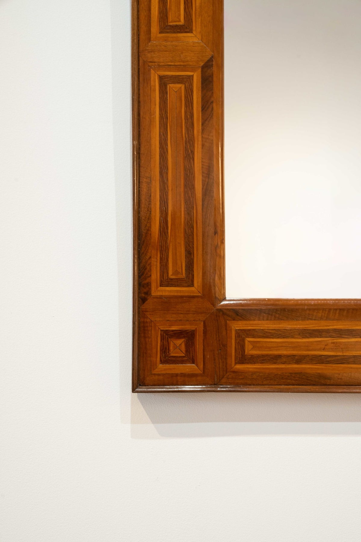 Oak and walnut parquetry mirror