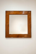 Oak and walnut parquetry mirror