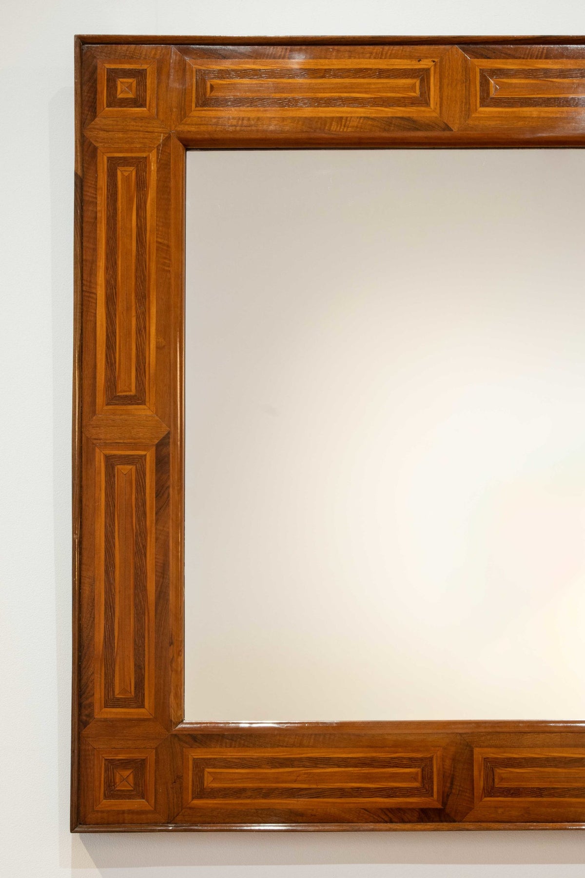 Oak and walnut parquetry mirror