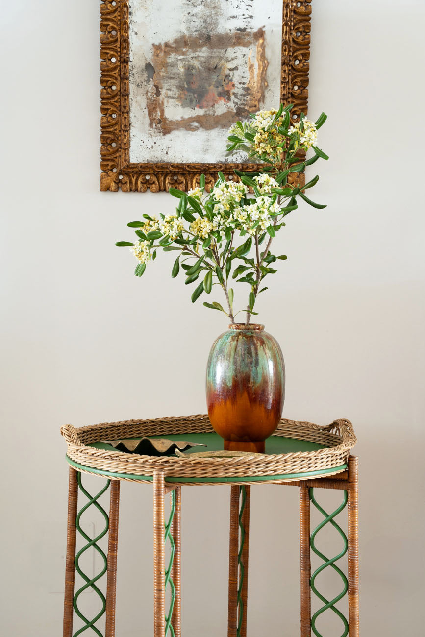 Rattan and bamboo side table