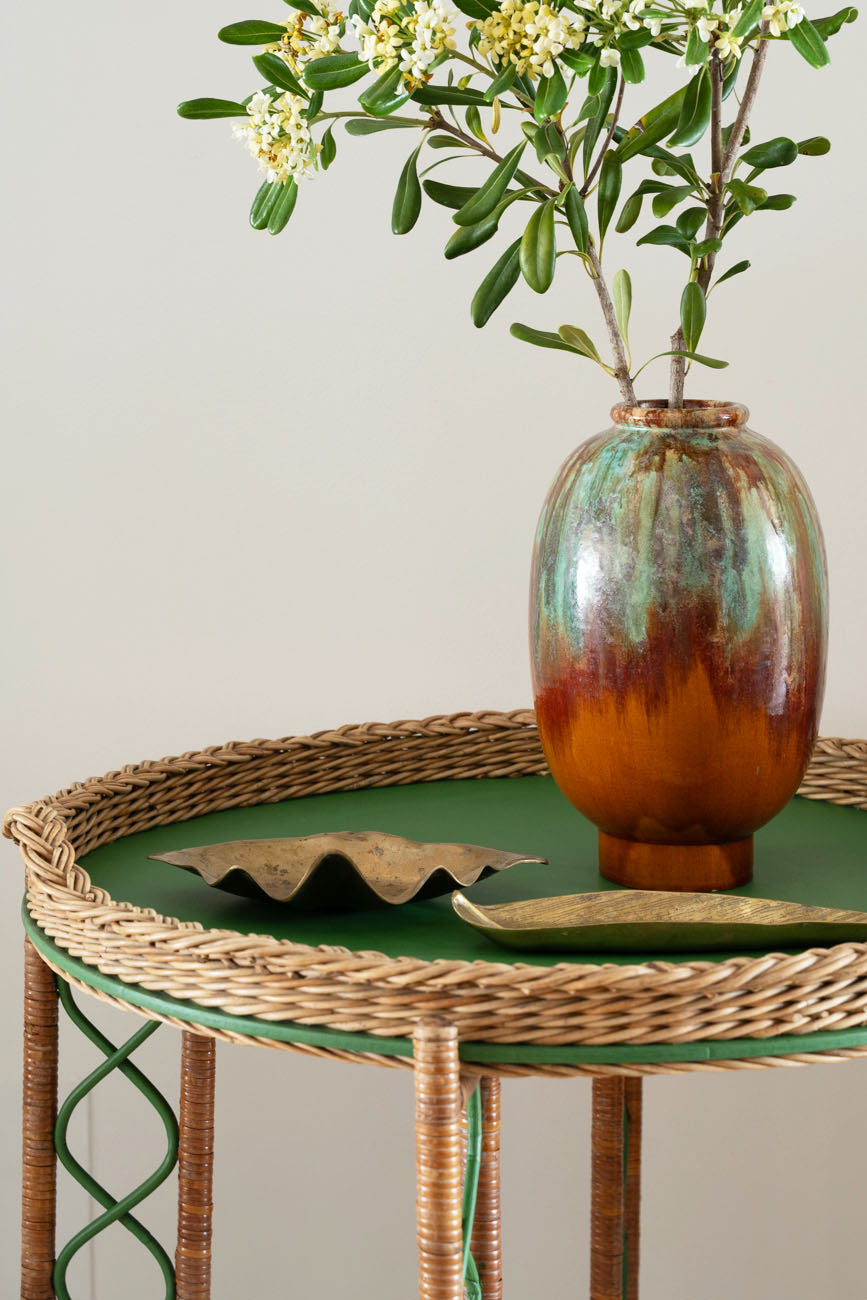 Rattan and bamboo side table