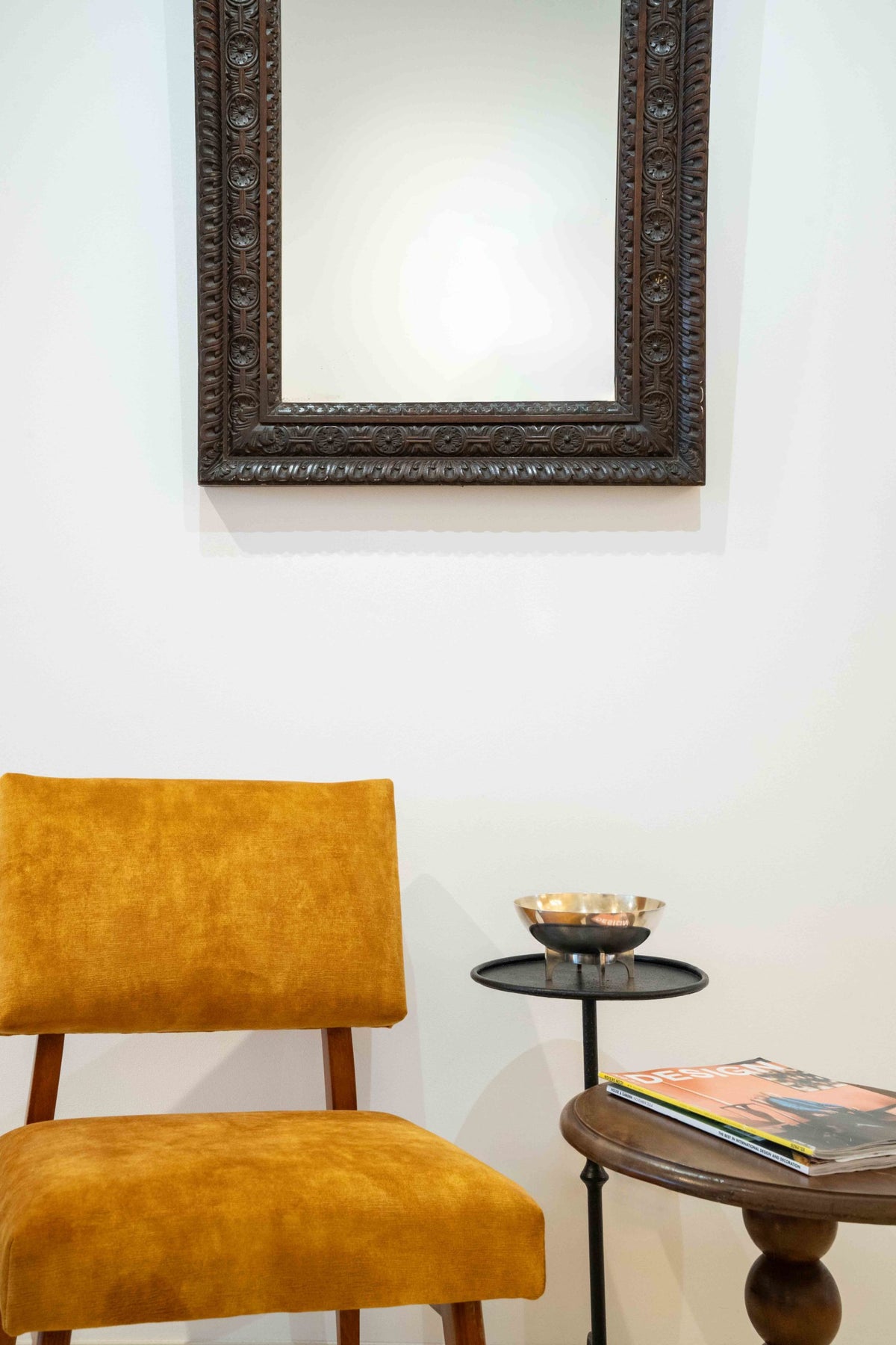 Carved oak mirror