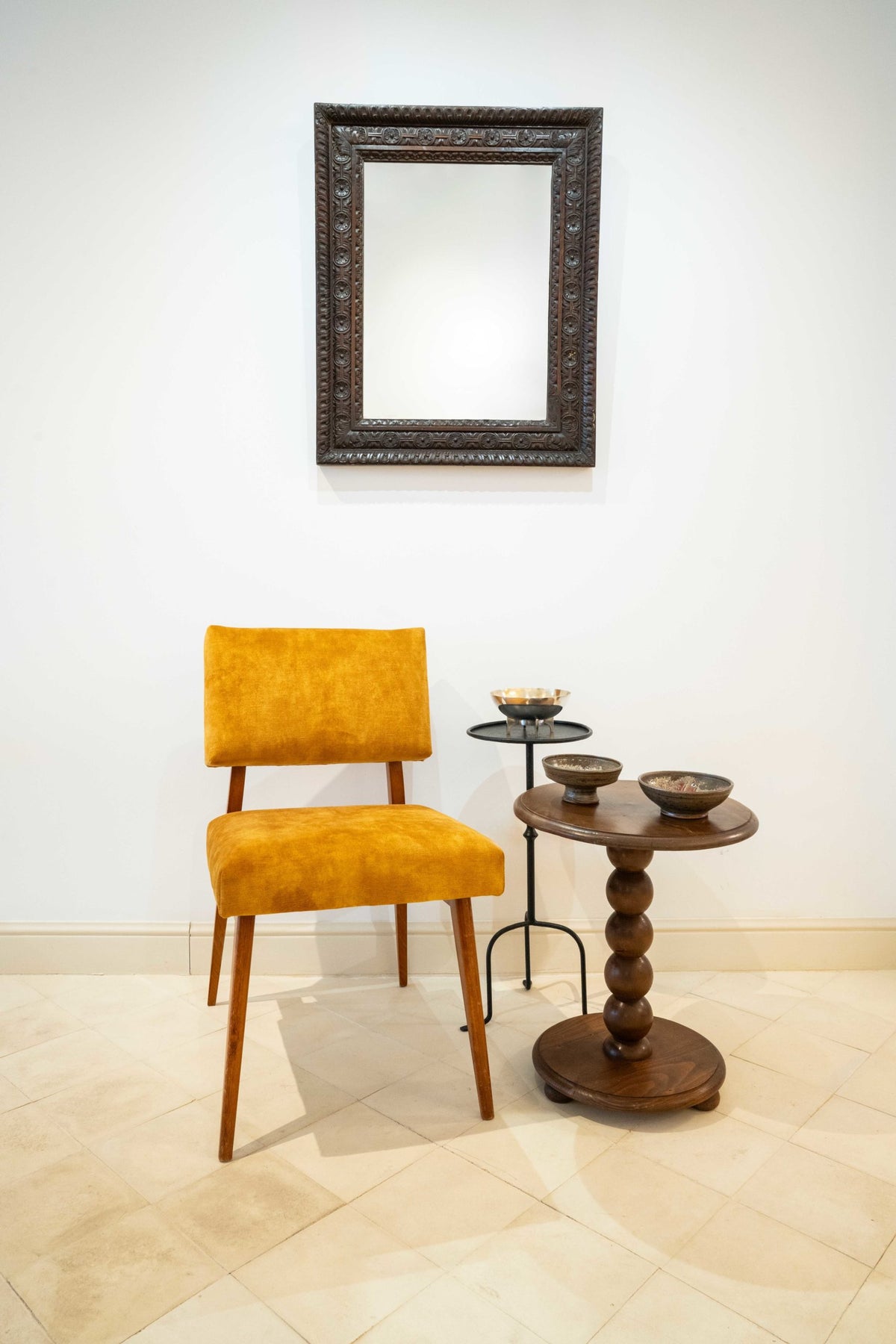 Carved oak mirror
