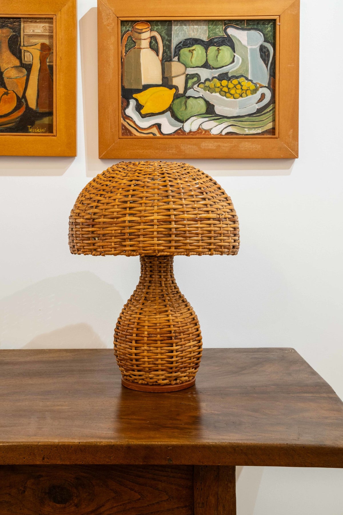 Lampe à poser en rotin tressé