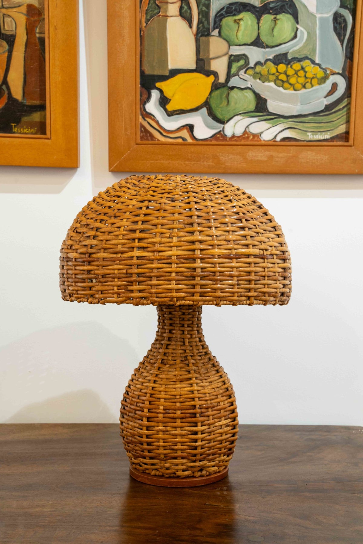 Lampe à poser en rotin tressé