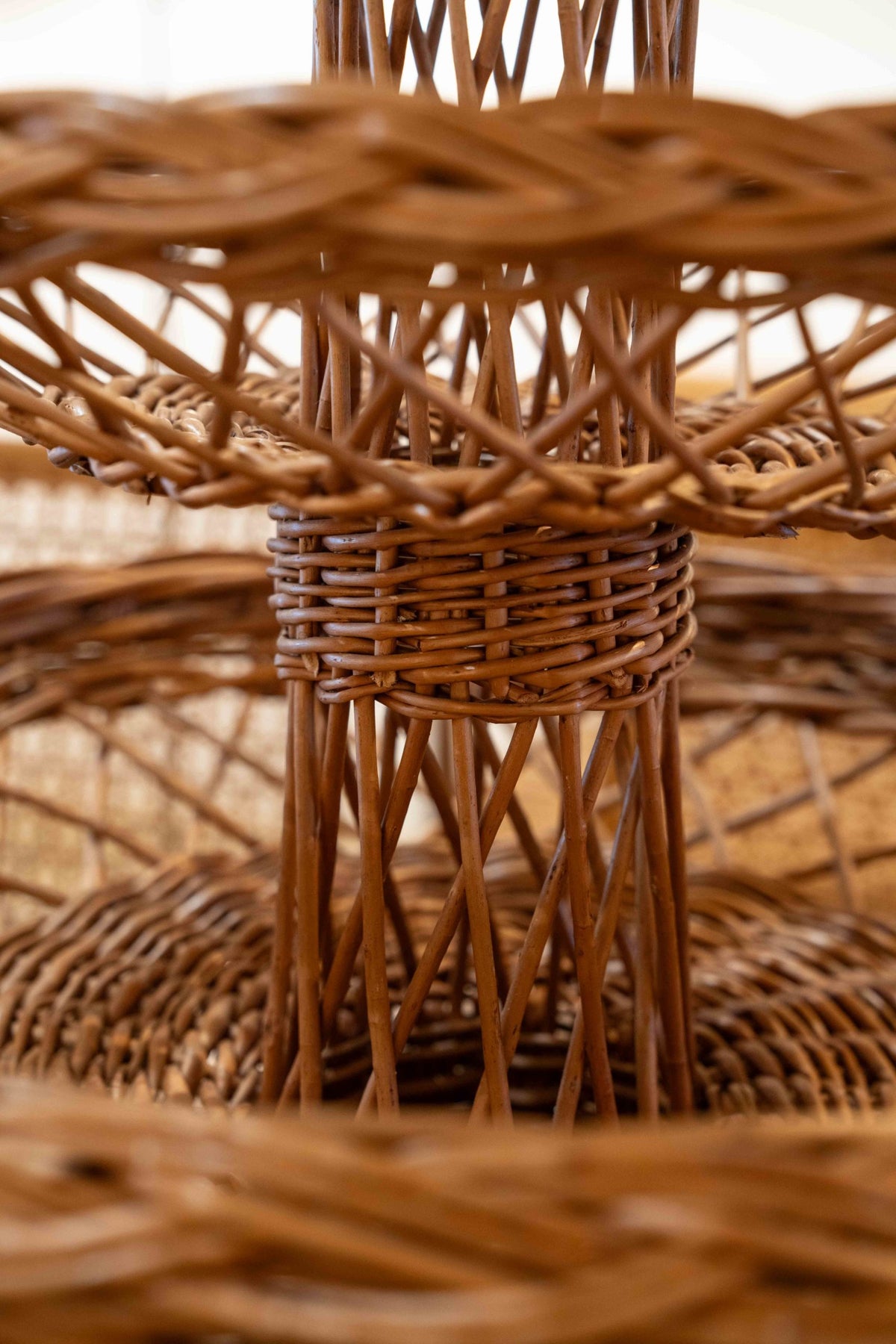 Three-tiered wicker basket
